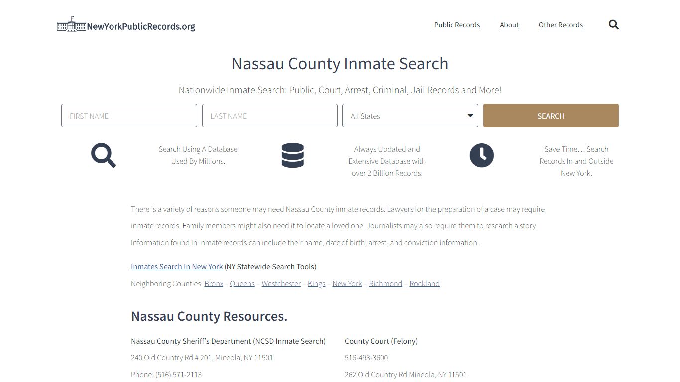 Nassau County Inmate Search - NCSD Current & Past Jail Records